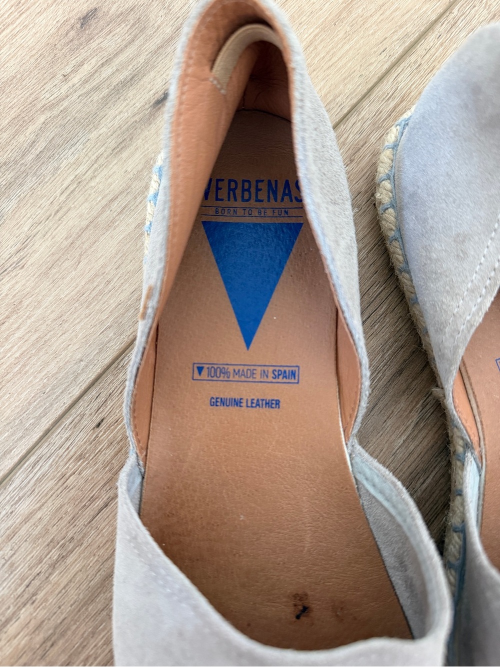 Verbenas Carmen Light Gray Suede Leather Espadrille Flats Summer - Picture 3 of 5